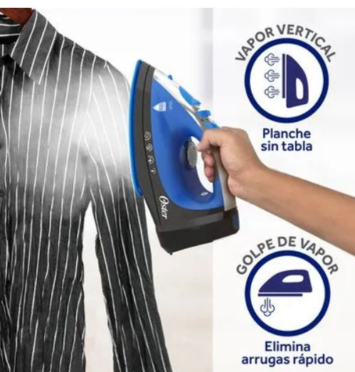 Plancha de Vapor Oster® con Cable Retráctil y Golpe de Vapor, Azul, - Imagen 5