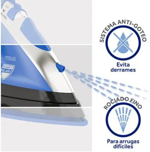 Plancha de Vapor Oster® con Cable Retráctil y Golpe de Vapor, Azul, - Imagen 6