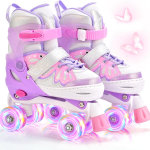 Patines de 4 tamaños ajustables con luz para niñas y niños pequeños principiantes para interiores y exteriores - Imagen 7