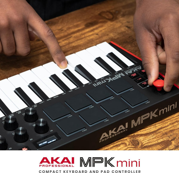 AKAI Professional MPK Mini MK3 | Controlador de teclado MIDI USB de 25 teclas con 8 almohadillas de percusión con retroiluminación, 8 botones y software de producción musical incluido - Imagen 4