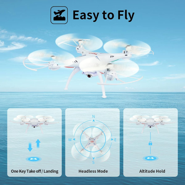 Drone sin cabeza UFO con cámara HD WiFi Syma X5SW-V3 FPV Explorers2 2.4Ghz 4CH 6-Axis Gyro RC Quadcopter de Cheerwing (blanco) - Imagen 3