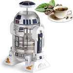 Cafetera de acero inoxidable Star Wars con aislamiento de prensa francesa, robot de 32 onzas R2D2 para el hogar, con pantalla de filtro para café y té