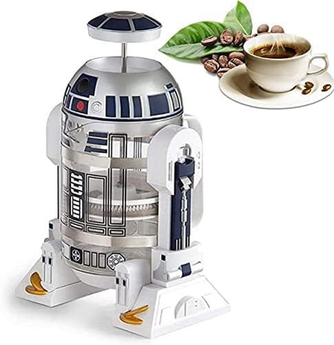 Cafetera de acero inoxidable Star Wars con aislamiento de prensa francesa, robot de 32 onzas R2D2 para el hogar, con pantalla de filtro para café y té - Imagen 1
