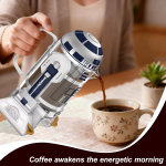 Cafetera de acero inoxidable Star Wars con aislamiento de prensa francesa, robot de 32 onzas R2D2 para el hogar, con pantalla de filtro para café y té - Imagen 2