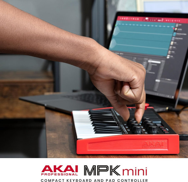 AKAI Professional MPK Mini MK3 | Controlador de teclado MIDI USB de 25 teclas con 8 almohadillas de percusión con retroiluminación, 8 botones y software de producción musical incluido - Imagen 5