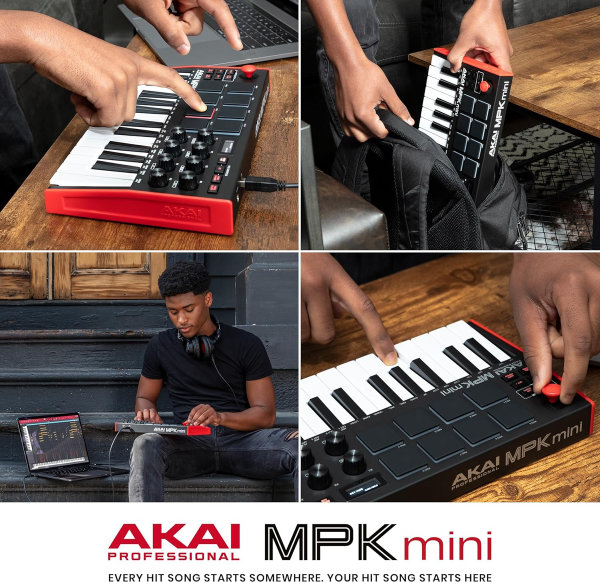 AKAI Professional MPK Mini MK3 | Controlador de teclado MIDI USB de 25 teclas con 8 almohadillas de percusión con retroiluminación, 8 botones y software de producción musical incluido - Imagen 3
