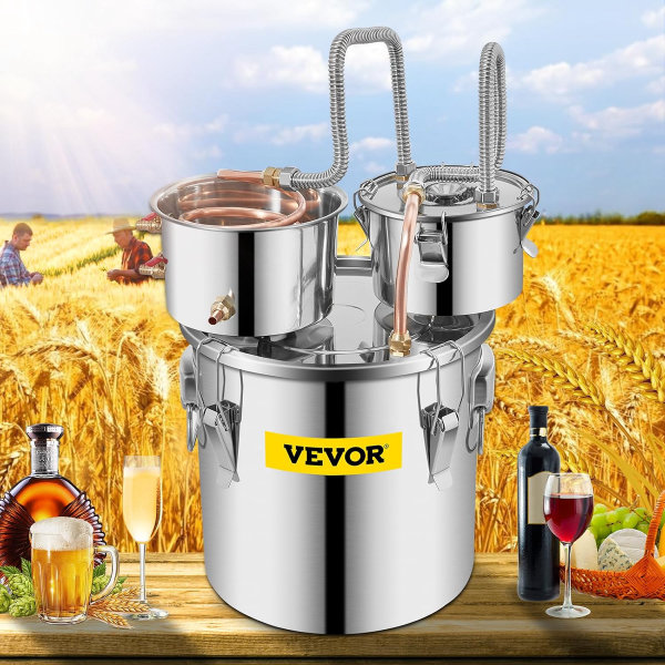 Destilador de alcohol con barril Thumper, 5Gal/20L kit de destilería para alcohol con tubo de cobre y termómetro integrado y bomba de agua - Imagen 5