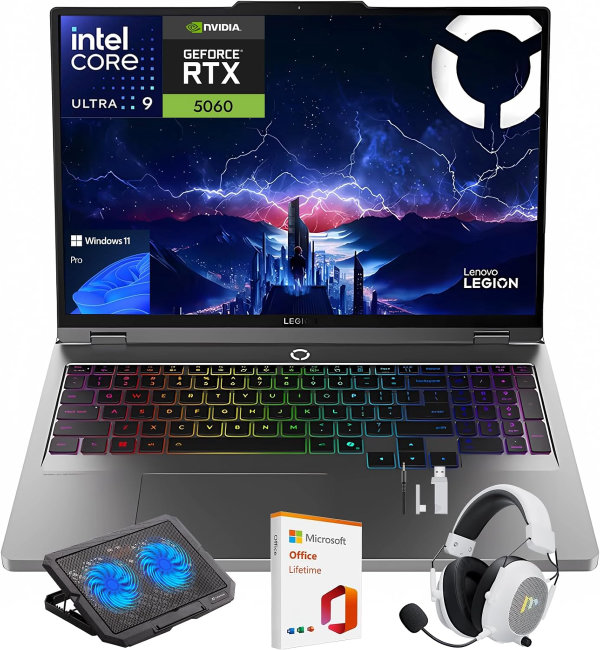 Laptop Lenovo Legion 5i - para juegos de 16 pulgadas, pantalla WQXGA 240Hz, Intel Core Ultra 9-275HX, NVIDIA GeForce RTX 5060, 32 GB DDR5 RAM, 1 TB SSD, Wi-Fi 7, retroiluminación RGB, Win 11 Pro, con accesorios Mytrix para oficina de por vida - Imagen 1