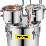 Destilador de alcohol con barril Thumper, 5Gal/20L kit de destilería para alcohol con tubo de cobre y termómetro integrado y bomba de agua