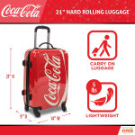 Coca Cola Maleta de equipaje de mano con ruedas giratorias de 21 pulgadas, con ruedas de Coca Cola, maleta rígida con ruedas - Imagen 2