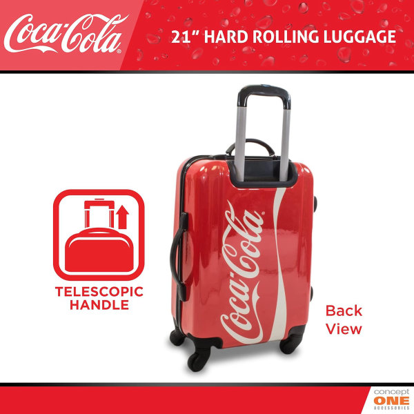 Coca Cola Maleta de equipaje de mano con ruedas giratorias de 21 pulgadas, con ruedas de Coca Cola, maleta rígida con ruedas - Imagen 3