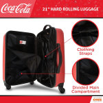 Coca Cola Maleta de equipaje de mano con ruedas giratorias de 21 pulgadas, con ruedas de Coca Cola, maleta rígida con ruedas - Imagen 4