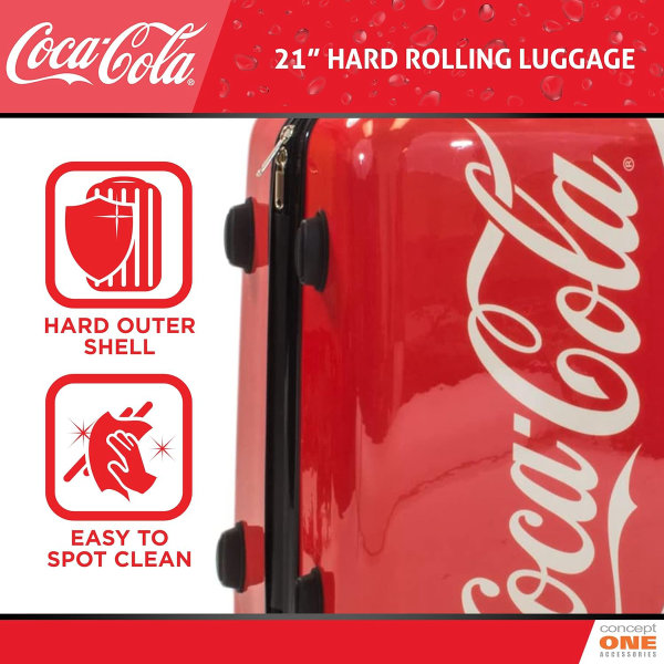 Coca Cola Maleta de equipaje de mano con ruedas giratorias de 21 pulgadas, con ruedas de Coca Cola, maleta rígida con ruedas - Imagen 5