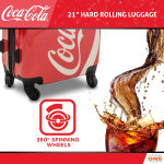 Coca Cola Maleta de equipaje de mano con ruedas giratorias de 21 pulgadas, con ruedas de Coca Cola, maleta rígida con ruedas - Imagen 6