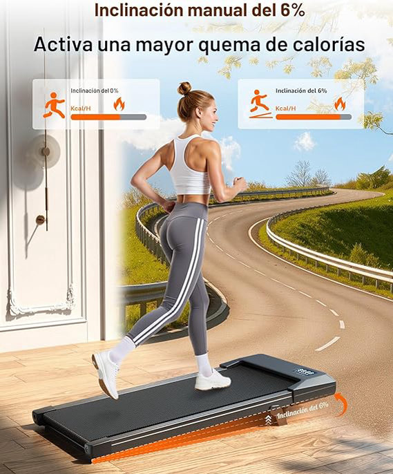 81c-xBSemLL._AC_SX569_.jpg Caminadora Alfombra Rodante con Inclinación Manual del 6%, Alfombra Rodante para Debajo del Escritorio para el Hogar y la Oficina, con Aplicación y Control Remoto, Motor Silencioso de 2.5HP - Imagen 1
