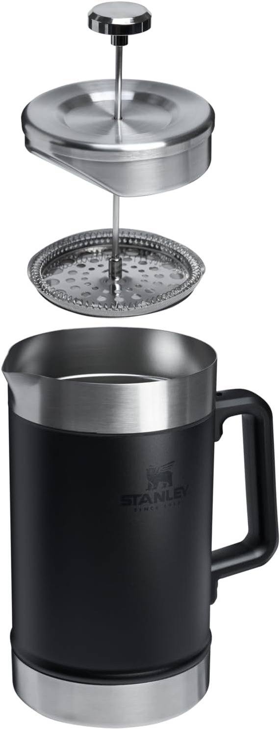 Cafetera STANLEY clásica de prensa francesa que se mantiene caliente, 48 onzas, infusión de 5 minutos, 4 horas de calor, filtro de malla para posos de café, prensa francesa de acero inoxidable aislada - Imagen 2