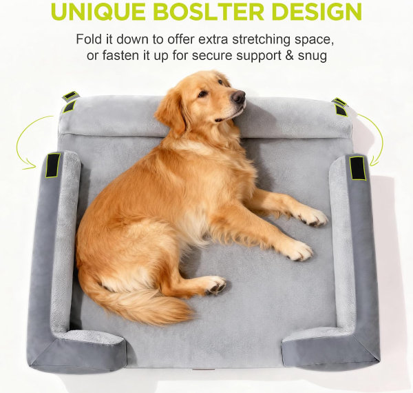 Camas ortopédicas para perros grandes y medianos, gran cama tipo sofá con refuerzo de espuma viscoelástica impermeable para mascotas con funda extraíble lavable, 36 x 27 pulgadas - Imagen 5