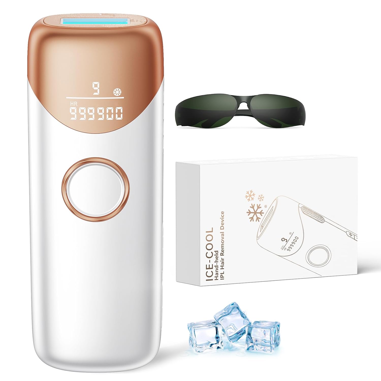 Hkv5XCGN-1.jpg Depilación láser para mujeres, 97.6% de reducción de vello en 2 sesiones, dispositivo de depilación IPL de enfriamiento de hielo a 41.0 °F, depilación en casa para piernas, bikini, axilas faciales (dorado) - Imagen 1