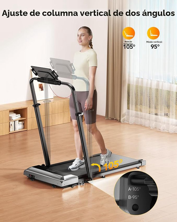 TOPUTURE Caminadora con inclinación del 12%, caminadora plegable 6 en 1 con barra de mango ajustable para el hogar, la oficina, debajo del escritorio, caminadoras portátiles con aplicación, control - Imagen 4