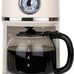 Nostalgia Cafetera clásica retro de 10 tazas, infusión de goteo de un solo toque, filtro reutilizable, antigoteo, apagado automático y visualización de tiempo, apta para lavavajillas, jarra de 50