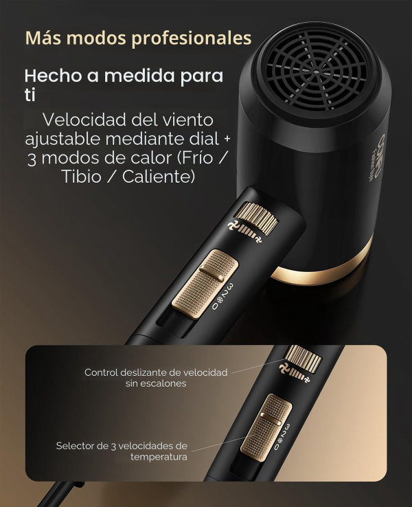 Secador de pelo, CONFU con difusor, profesional 21000PRM, iónico negativo portátil ligero de secado rápido, difusor de pelo para cabello rizado - Imagen 6