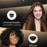 Secador de pelo, CONFU con difusor, profesional 21000PRM, iónico negativo portátil ligero de secado rápido, difusor de pelo para cabello rizado - Imagen 5
