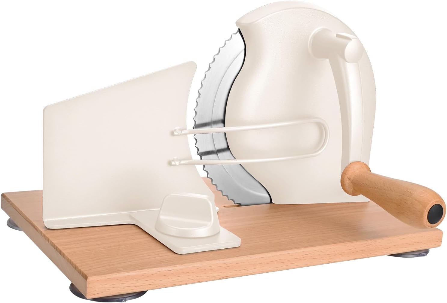 KKTPljmT-1.jpg Rebanadora de pan manual con manivela, pan casera clásica para masa madre casera,giratoria con grosor ajustable, acero inoxidable de alta calidad y potentes ventosas - Imagen 1