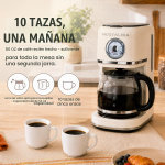 Nostalgia Cafetera clásica retro de 10 tazas, infusión de goteo de un solo toque, filtro reutilizable, antigoteo, apagado automático y visualización de tiempo, apta para lavavajillas, jarra de 50 - Imagen 2