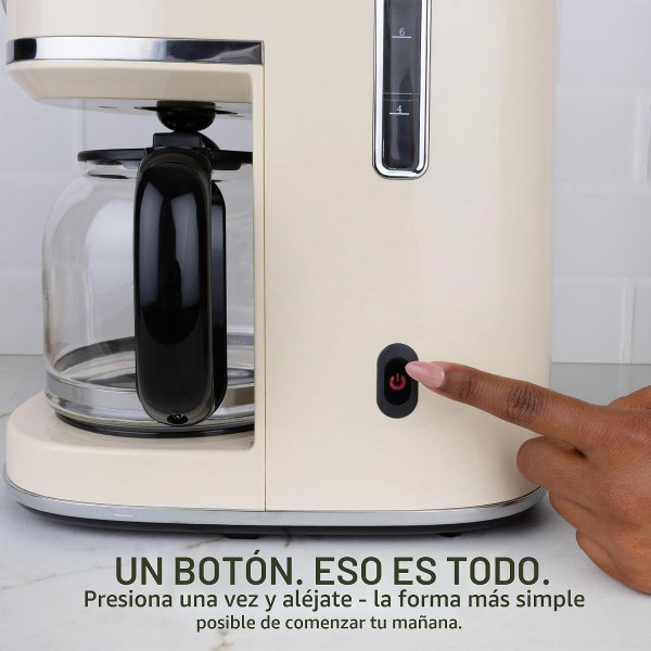 Nostalgia Cafetera clásica retro de 10 tazas, infusión de goteo de un solo toque, filtro reutilizable, antigoteo, apagado automático y visualización de tiempo, apta para lavavajillas, jarra de 50 - Imagen 4