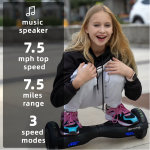 Patineta Hoverboard de 6.5" para Niños, Edades 6+, 3 Modos de Velocidad, 7.5 Mph y 7.5 Miles, con Rueda Autoequilibrante - Imagen 4