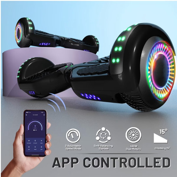 Patineta Hoverboard de 6.5" para Niños, Edades 6+, 3 Modos de Velocidad, 7.5 Mph y 7.5 Miles, con Rueda Autoequilibrante - Imagen 5