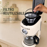 Nostalgia Cafetera clásica retro de 10 tazas, infusión de goteo de un solo toque, filtro reutilizable, antigoteo, apagado automático y visualización de tiempo, apta para lavavajillas, jarra de 50 - Imagen 5